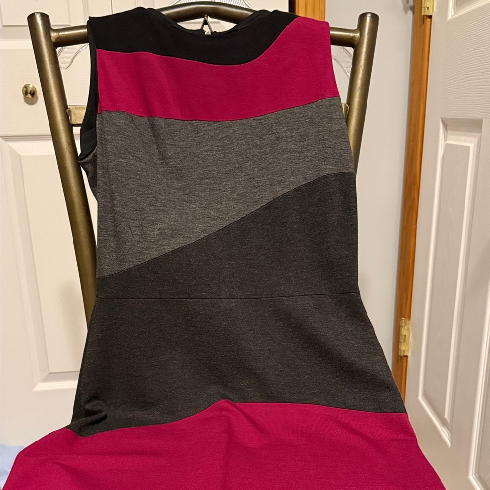 Taylor Colorblock Dress - Fuchsia, Charcoal, Black